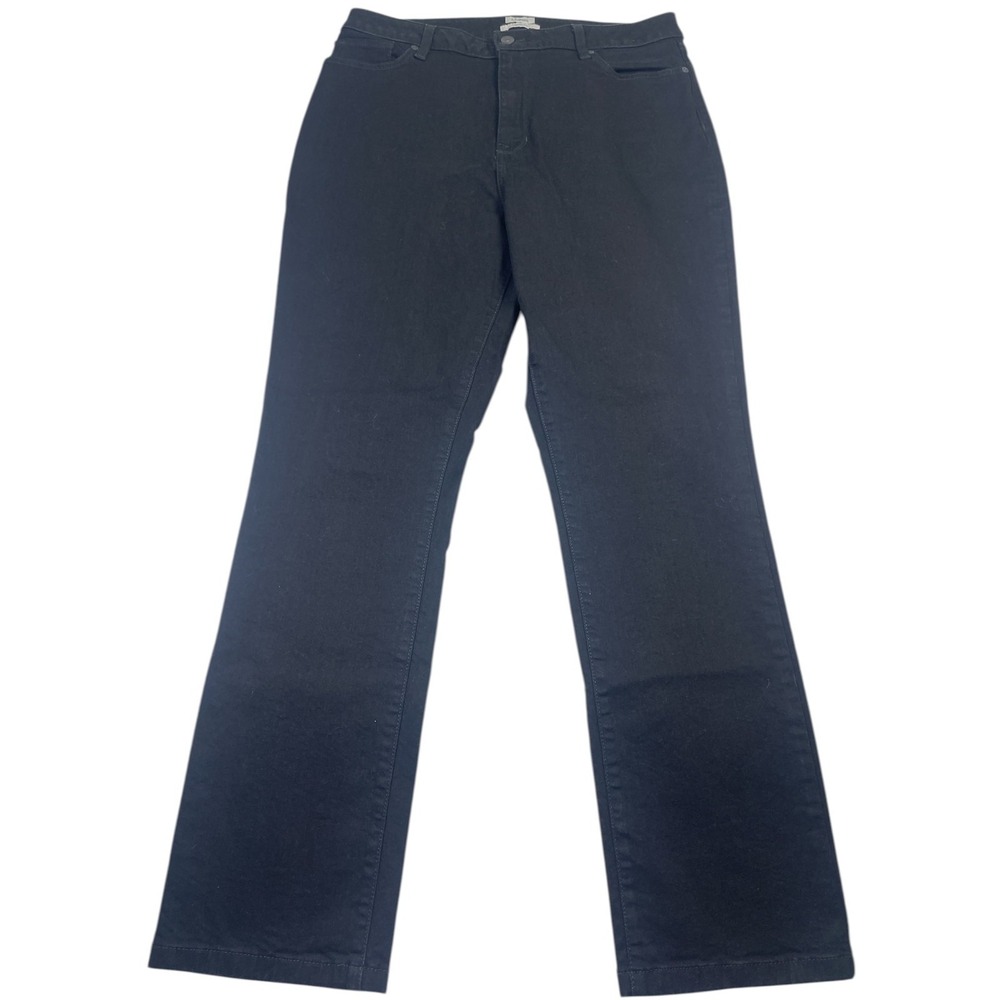 L.L. Bean Jeans Womens 16 Black Denim Cotton Classic Fit Stretch Straight Leg